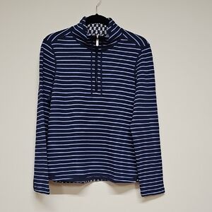 Tommy Bahama ½ Zip Pullover, Pineapple Stripe Reversible Blue, Size Medium, NEW